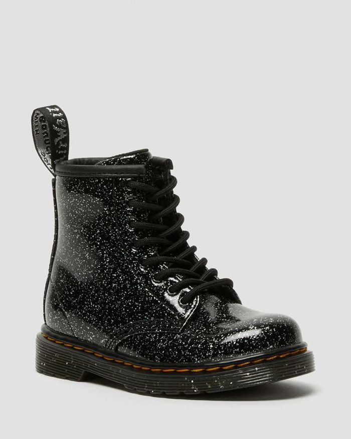 Dr Martens Kids Toddler 1460 Glitter Lace Up Boots Black - 90473YROP